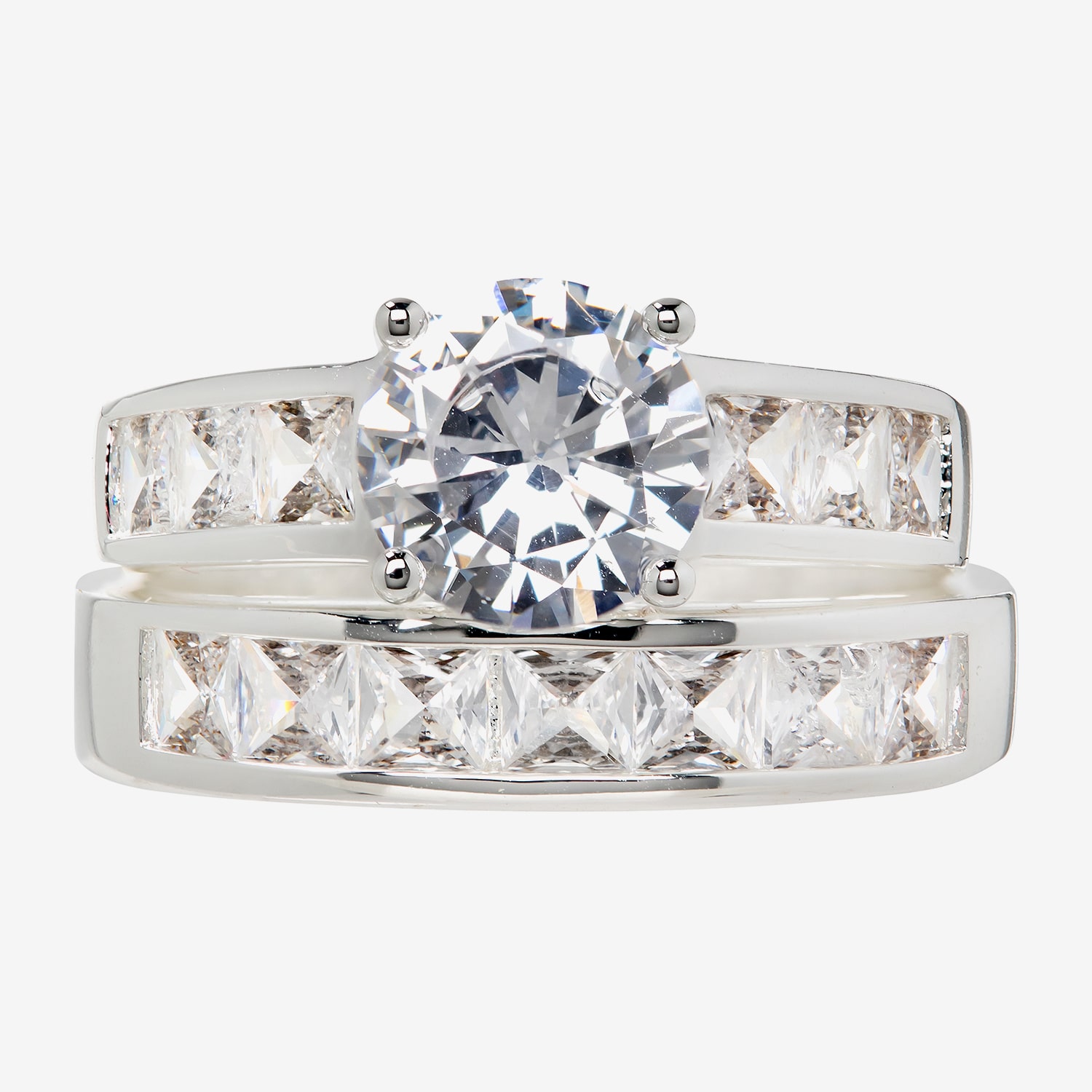 Sparkle Allure Womens White Cubic Zirconia Pure Silver Over Brass Round Bridal Set