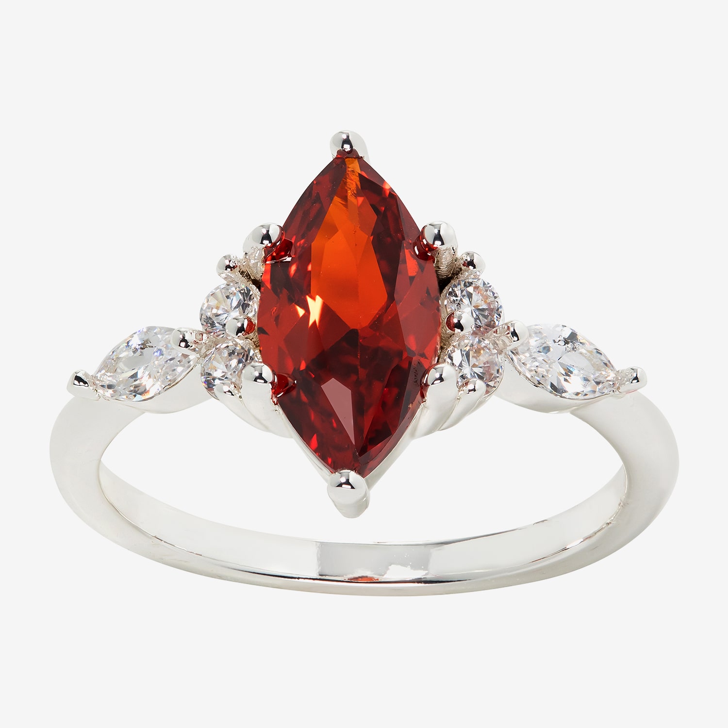 Sparkle Allure Womens Red Cubic Zirconia Pure Silver Over Brass Marquise Cocktail Ring