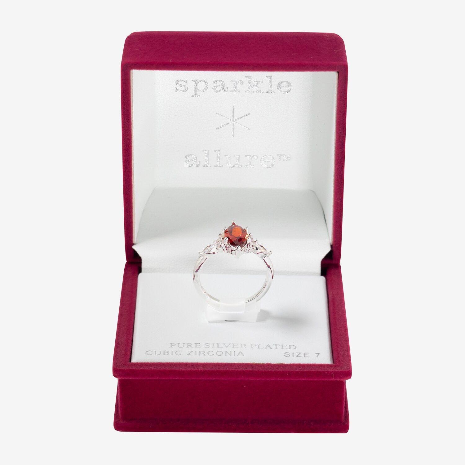 Sparkle Allure Womens Red Cubic Zirconia Pure Silver Over Brass Marquise Cocktail Ring