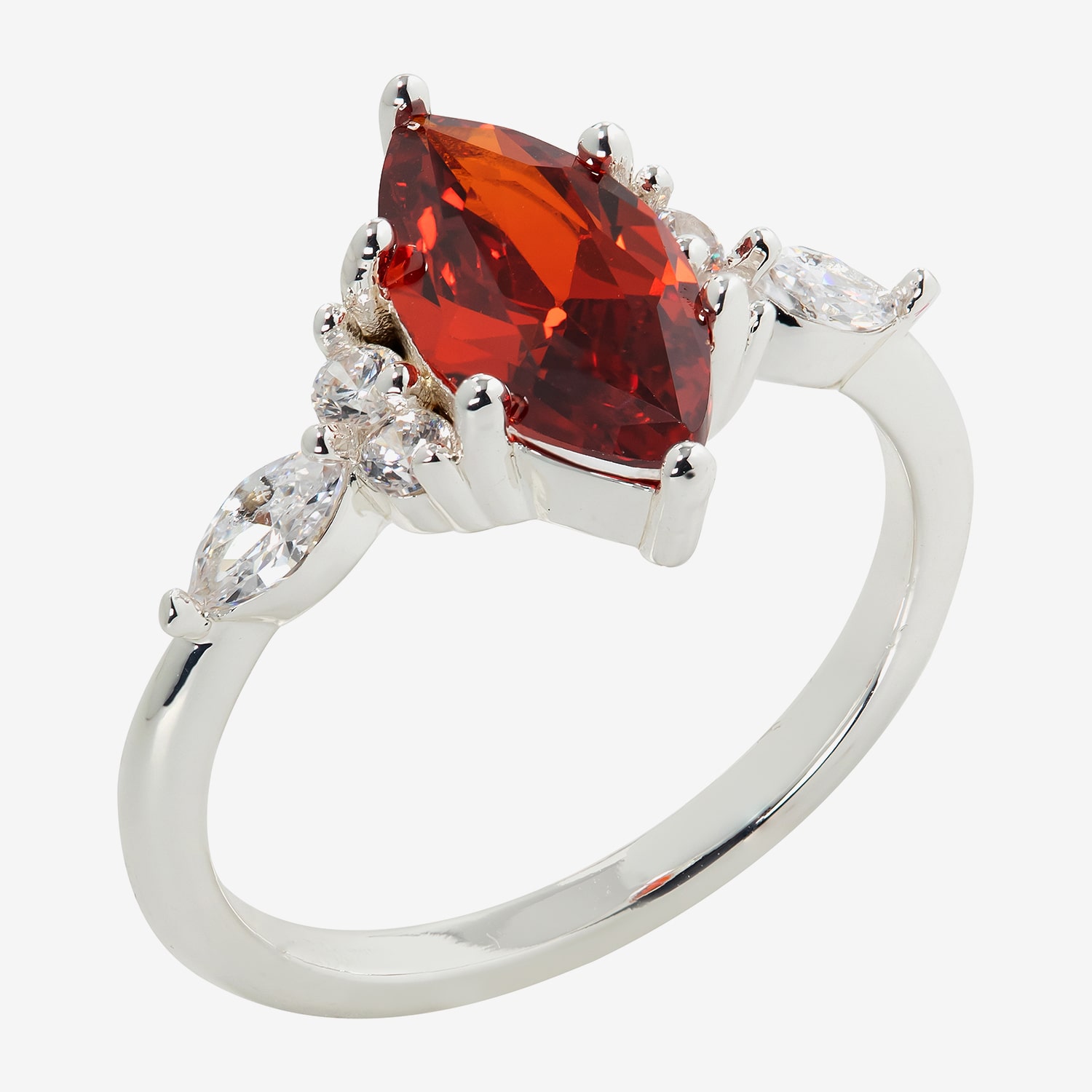 Sparkle Allure Womens Red Cubic Zirconia Pure Silver Over Brass Marquise Cocktail Ring