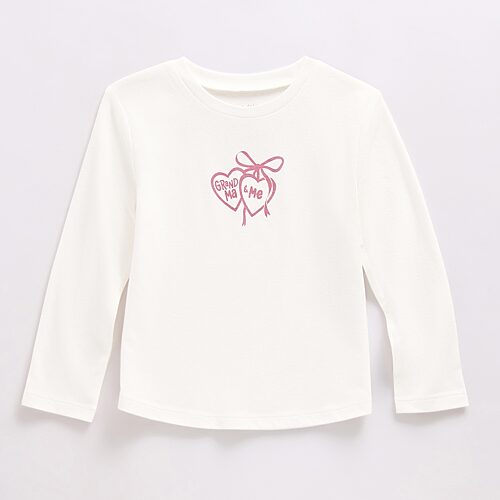 Okie Dokie Toddler & Little Girls Round Neck Long Sleeve Classic Fit Graphic T-Shirt, 6x, White