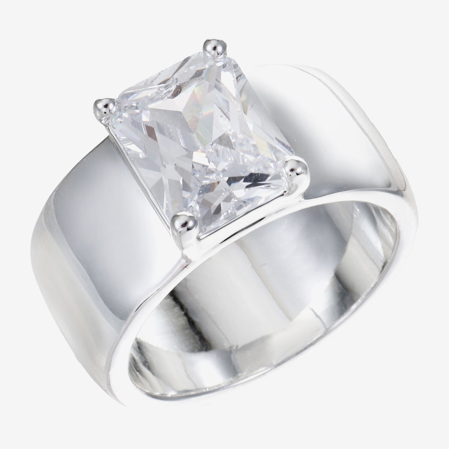 Sparkle Allure Womens White Cubic Zirconia Pure Silver Over Brass Cushion Engagement Ring