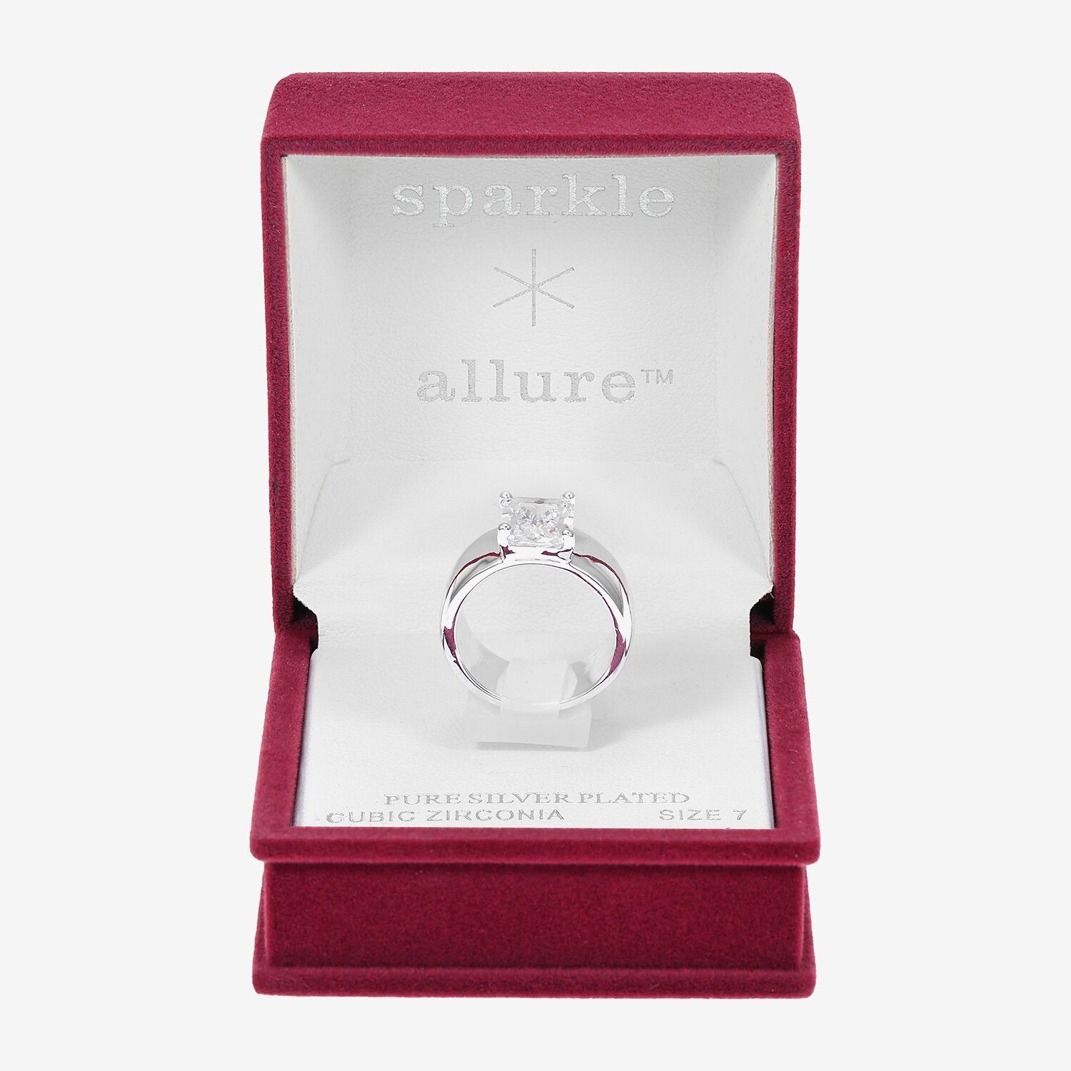 Sparkle Allure Womens White Cubic Zirconia Pure Silver Over Brass Cushion Engagement Ring