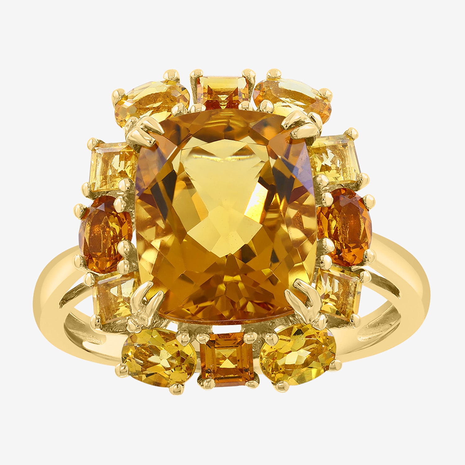 Effy Final Call Limited Quantities! Womens Genuine Yellow Citrine 14K Gold Cushion Cocktail Ring