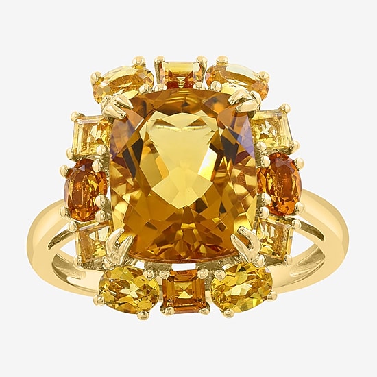 Effy Final Call Limited Quantities! Womens Genuine Yellow Citrine 14K Gold Cushion Cocktail Ring