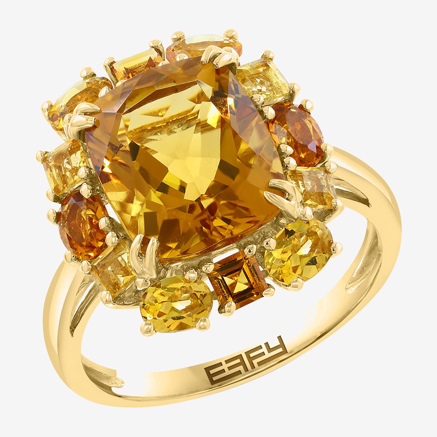 Effy Final Call Limited Quantities! Womens Genuine Yellow Citrine 14K Gold Cushion Cocktail Ring