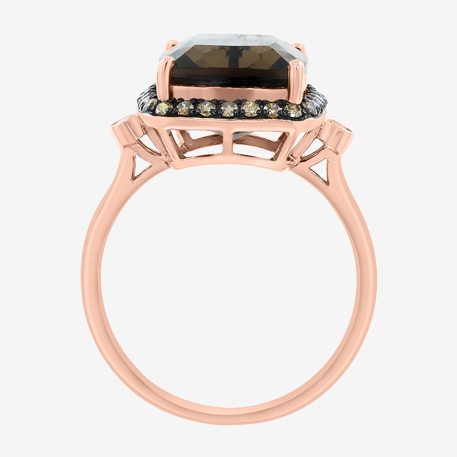 Effy Final Call Limited Quantities! Womens 1/4 CT. T.W. Genuine Smoky Quartz 14K Rose Gold Cushion Cocktail Ring