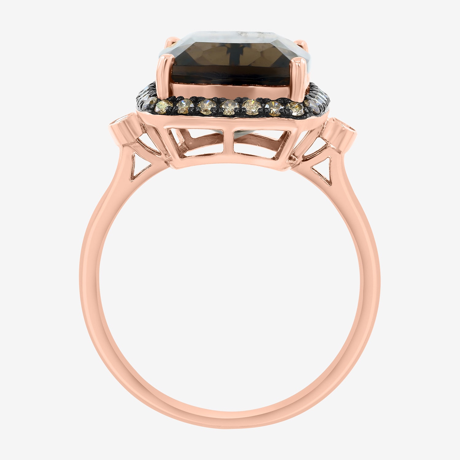 Effy Final Call Limited Quantities! Womens 1/4 CT. T.W. Genuine Smoky Quartz 14K Rose Gold Cushion Cocktail Ring