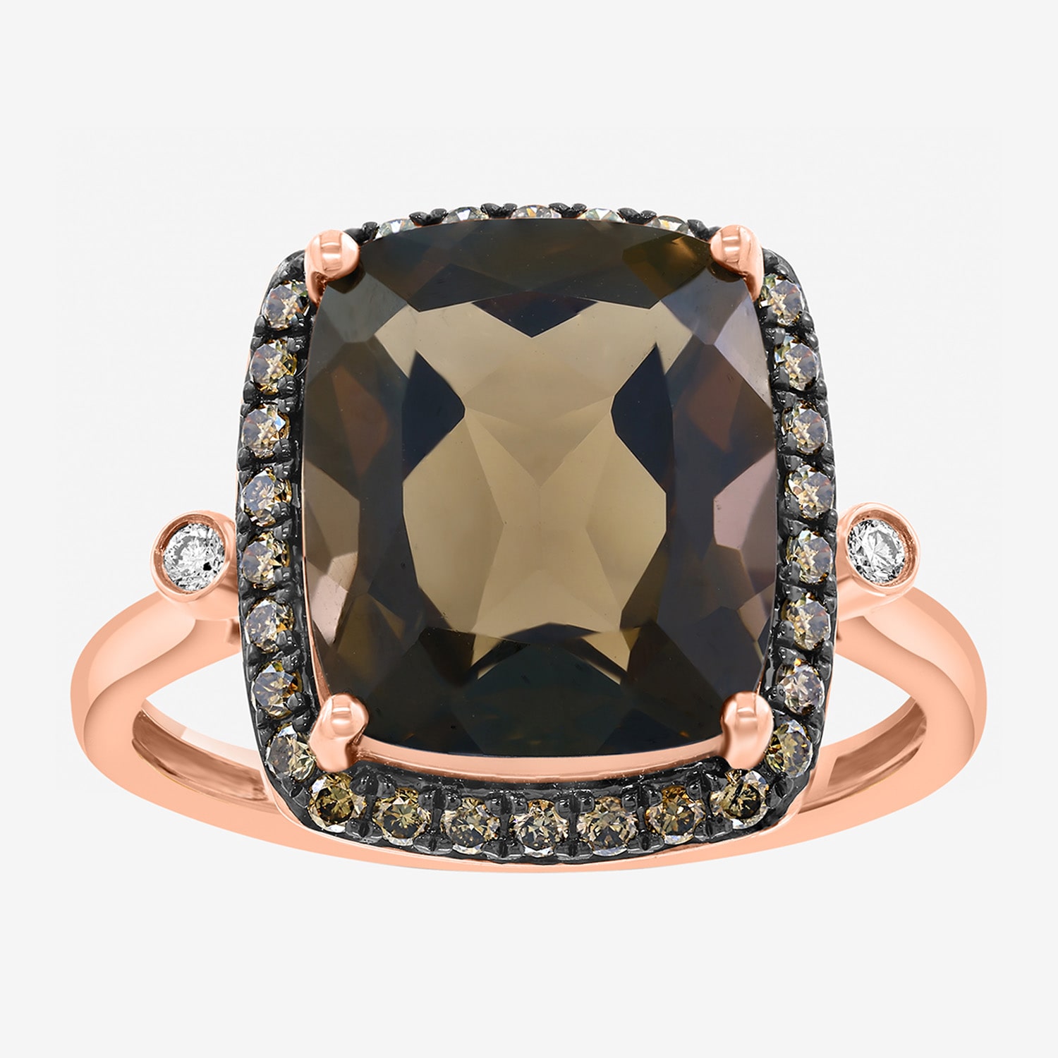Effy Final Call Limited Quantities! Womens 1/4 CT. T.W. Genuine Smoky Quartz 14K Rose Gold Cushion Cocktail Ring