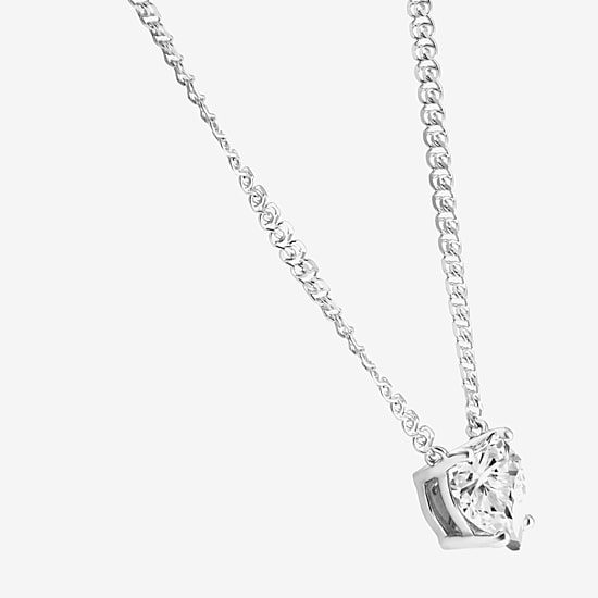 Womens 3 CT. Lab Grown White Diamond 14K Gold Heart 18 Inch Pendant Necklace