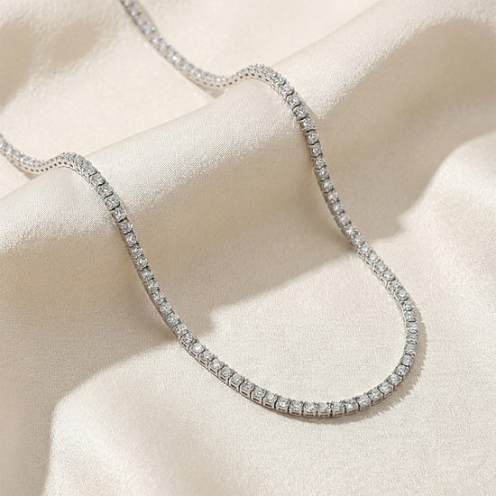 (Vs1-Vs2) Womens White Diamond 14K Gold 16 Inch Tennis Necklace