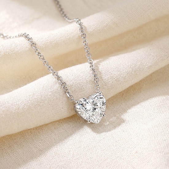 Womens 3 CT. Lab Grown White Diamond 14K Gold Heart 18 Inch Pendant Necklace
