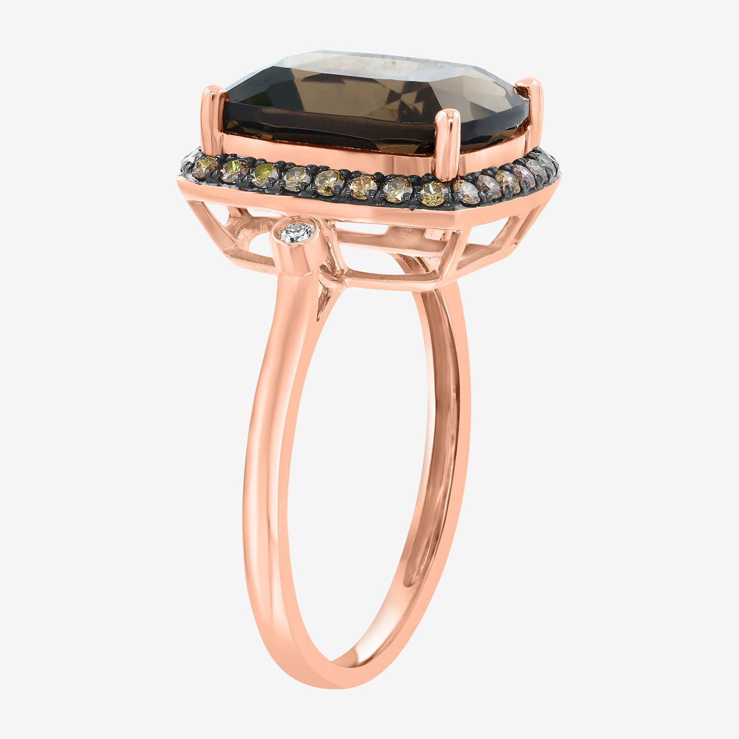 Effy Final Call Limited Quantities! Womens 1/4 CT. T.W. Genuine Smoky Quartz 14K Rose Gold Cushion Cocktail Ring