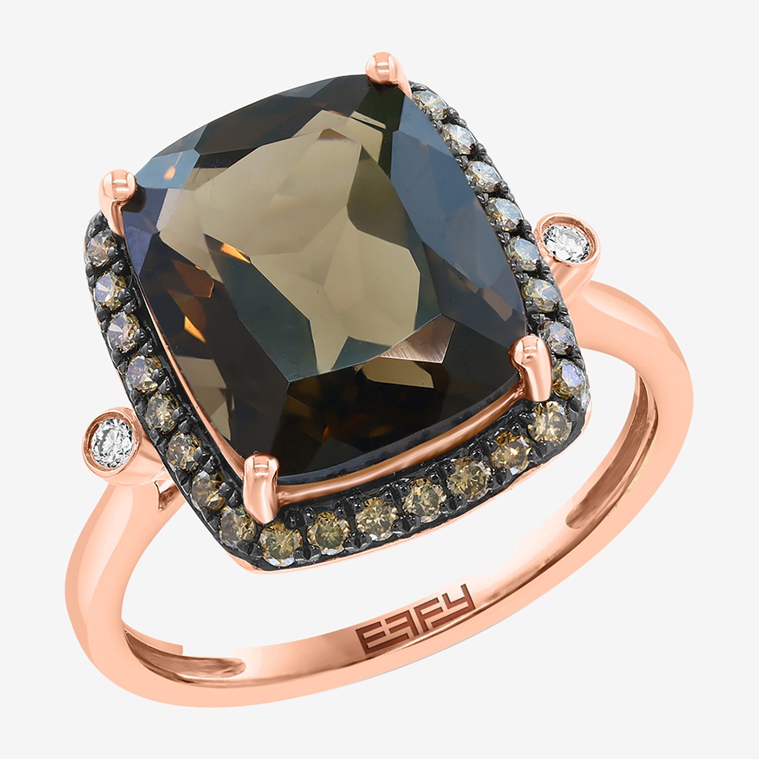 Effy Final Call Limited Quantities! Womens 1/4 CT. T.W. Genuine Smoky Quartz 14K Rose Gold Cushion Cocktail Ring