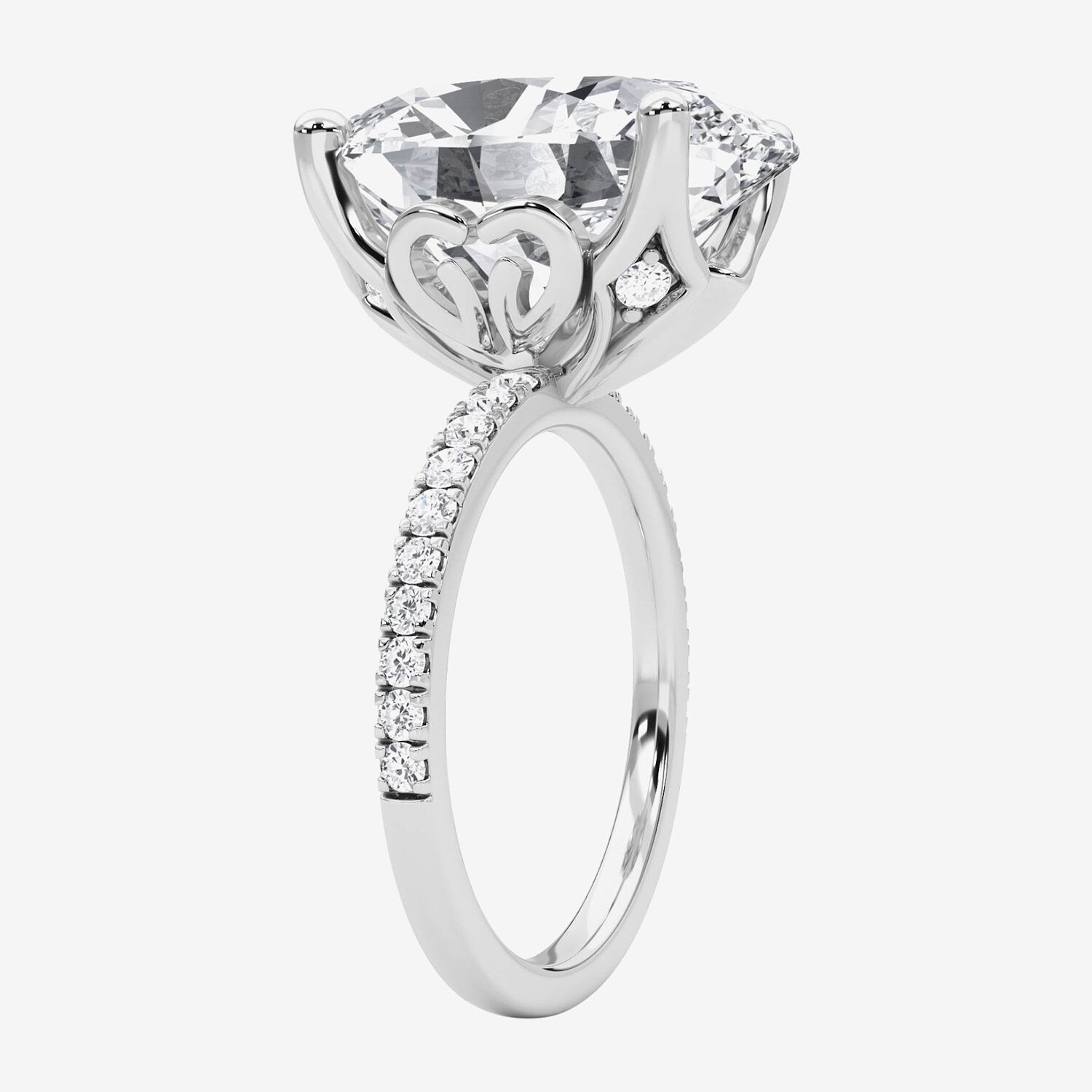 F / Vs2) Womens CT. T.W. Lab Grown White Diamond 14K Gold Marquise Side Stone Engagement Ring