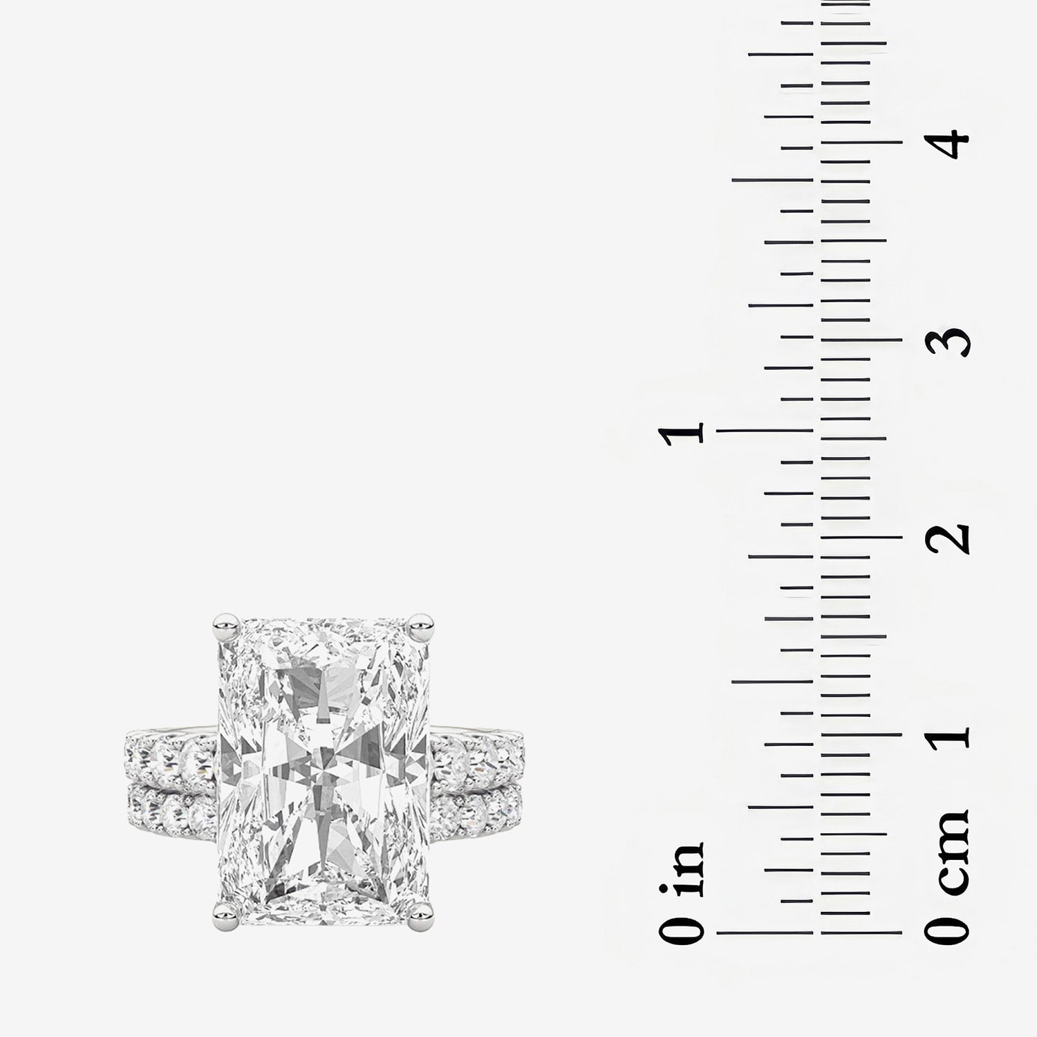 F / Vs2) Womens /3 Ct. T.W. Lab Grown White Diamond 14K Gold Rectangular Side Stone Bridal Set