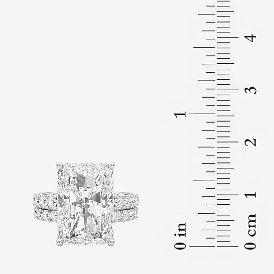 Grown Gorgeous (F / Vs2) Womens 12 3/8 Ct. T.W. Lab Grown White Diamond 14K Gold Rectangular Side Stone Bridal Set