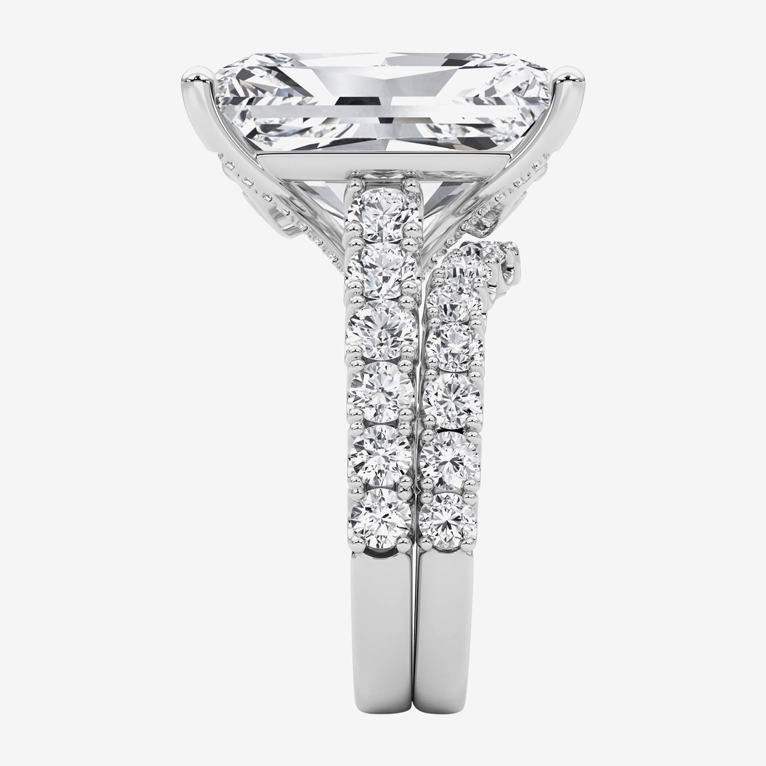 F / Vs2) Womens /3 Ct. T.W. Lab Grown White Diamond 14K Gold Rectangular Side Stone Bridal Set