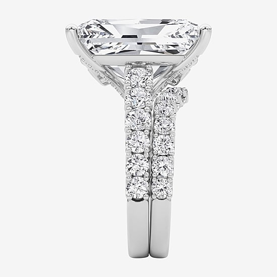 Grown Gorgeous (F / Vs2) Womens 12 3/8 Ct. T.W. Lab Grown White Diamond 14K Gold Rectangular Side Stone Bridal Set