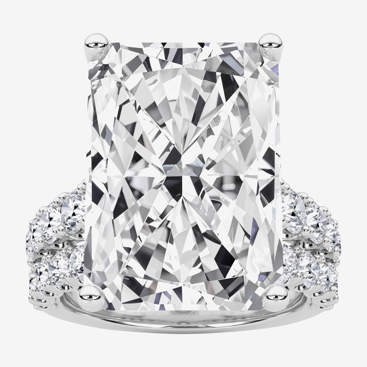 F / Vs2) Womens /3 Ct. T.W. Lab Grown White Diamond 14K Gold Rectangular Side Stone Bridal Set