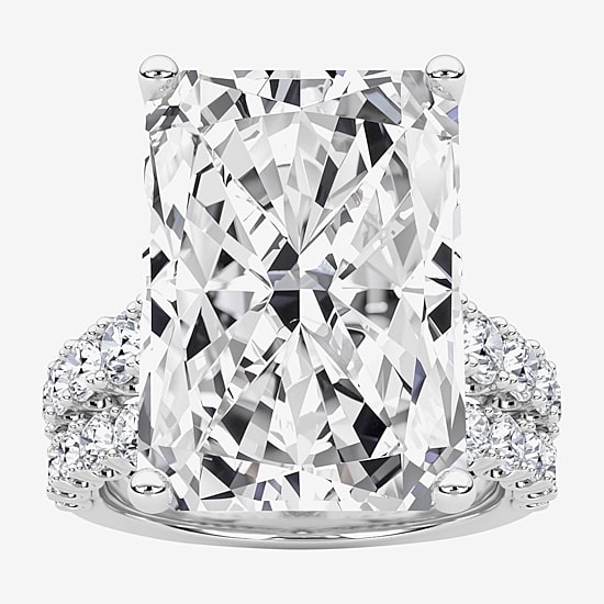 Grown Gorgeous (F / Vs2) Womens 12 3/8 Ct. T.W. Lab Grown White Diamond 14K Gold Rectangular Side Stone Bridal Set