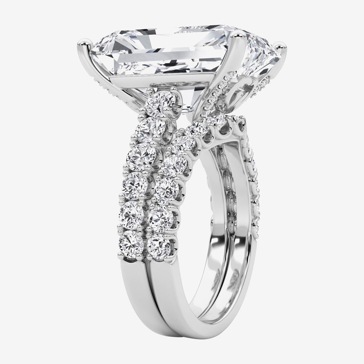 F / Vs2) Womens /3 Ct. T.W. Lab Grown White Diamond 14K Gold Rectangular Side Stone Bridal Set