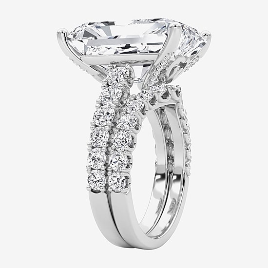 Grown Gorgeous (F / Vs2) Womens 12 3/8 Ct. T.W. Lab Grown White Diamond 14K Gold Rectangular Side Stone Bridal Set