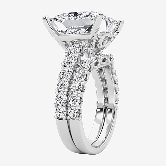 Grown Gorgeous (F / Vs2) Womens 12 3/8 Ct. T.W. Lab Grown White Diamond 14K Gold Side Stone Bridal Set