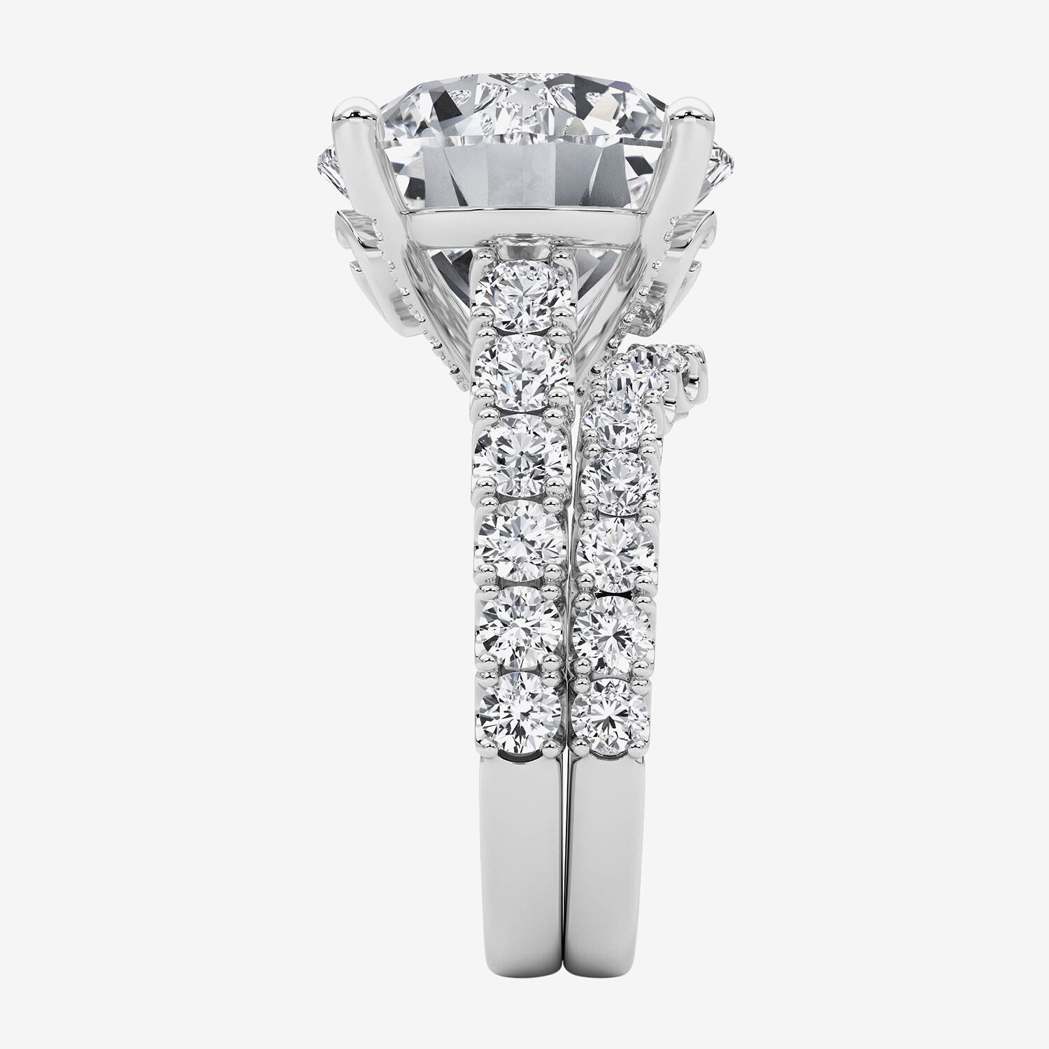 F / Vs2) Womens 3/8 Ct. T.W. Lab Grown White Diamond 14K Gold Round Side Stone Bridal Set