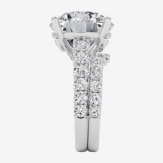 Grown Gorgeous (F / Vs2) Womens 11 3/8 Ct. T.W. Lab Grown White Diamond 14K Gold Round Side Stone Bridal Set