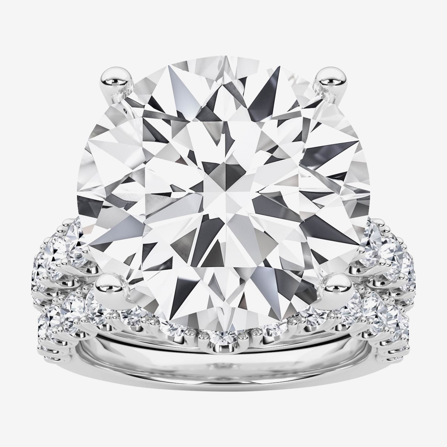F / Vs2) Womens 3/8 Ct. T.W. Lab Grown White Diamond 14K Gold Round Side Stone Bridal Set