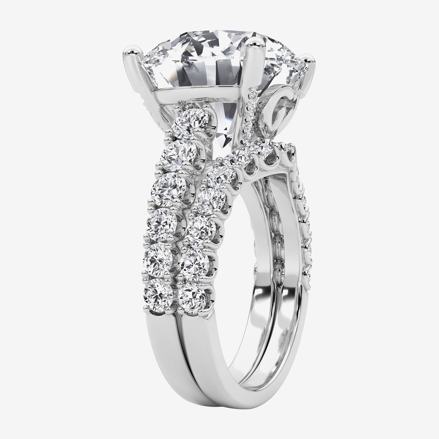 F / Vs2) Womens 3/8 Ct. T.W. Lab Grown White Diamond 14K Gold Round Side Stone Bridal Set