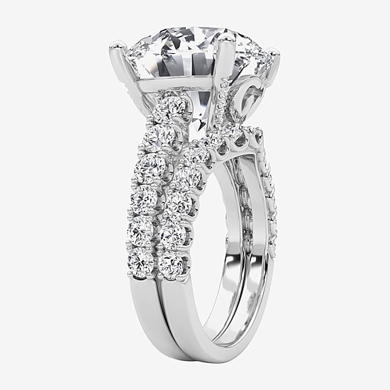 Grown Gorgeous (F / Vs2) Womens 11 3/8 Ct. T.W. Lab Grown White Diamond 14K Gold Round Side Stone Bridal Set