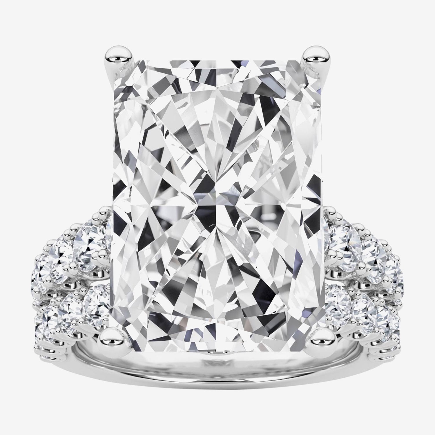 (F / Vs2) Womens 11 3/8 Ct. T.W. Lab Grown White Diamond 14K Gold Rectangular Side Stone Bridal Set