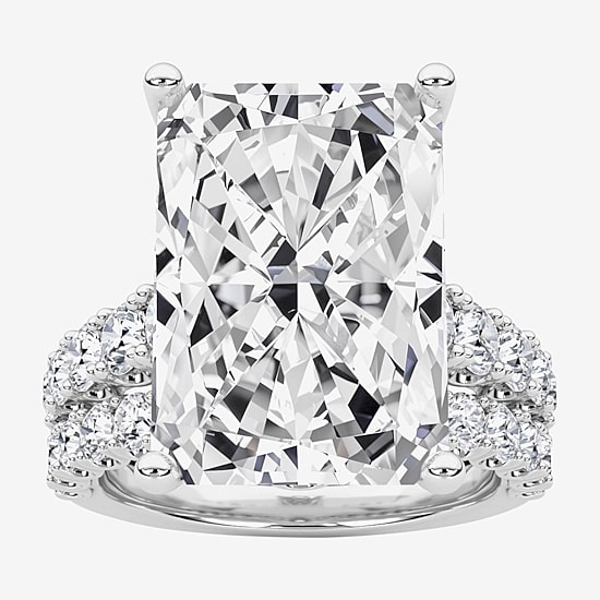 Grown Gorgeous (F / Vs2) Womens 11 3/8 Ct. T.W. Lab Grown White Diamond 14K Gold Rectangular Side Stone Bridal Set
