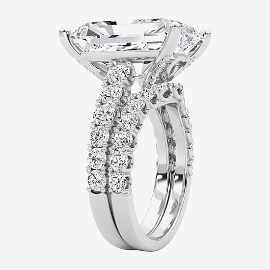 Grown Gorgeous (F / Vs2) Womens 11 3/8 Ct. T.W. Lab Grown White Diamond 14K Gold Rectangular Side Stone Bridal Set