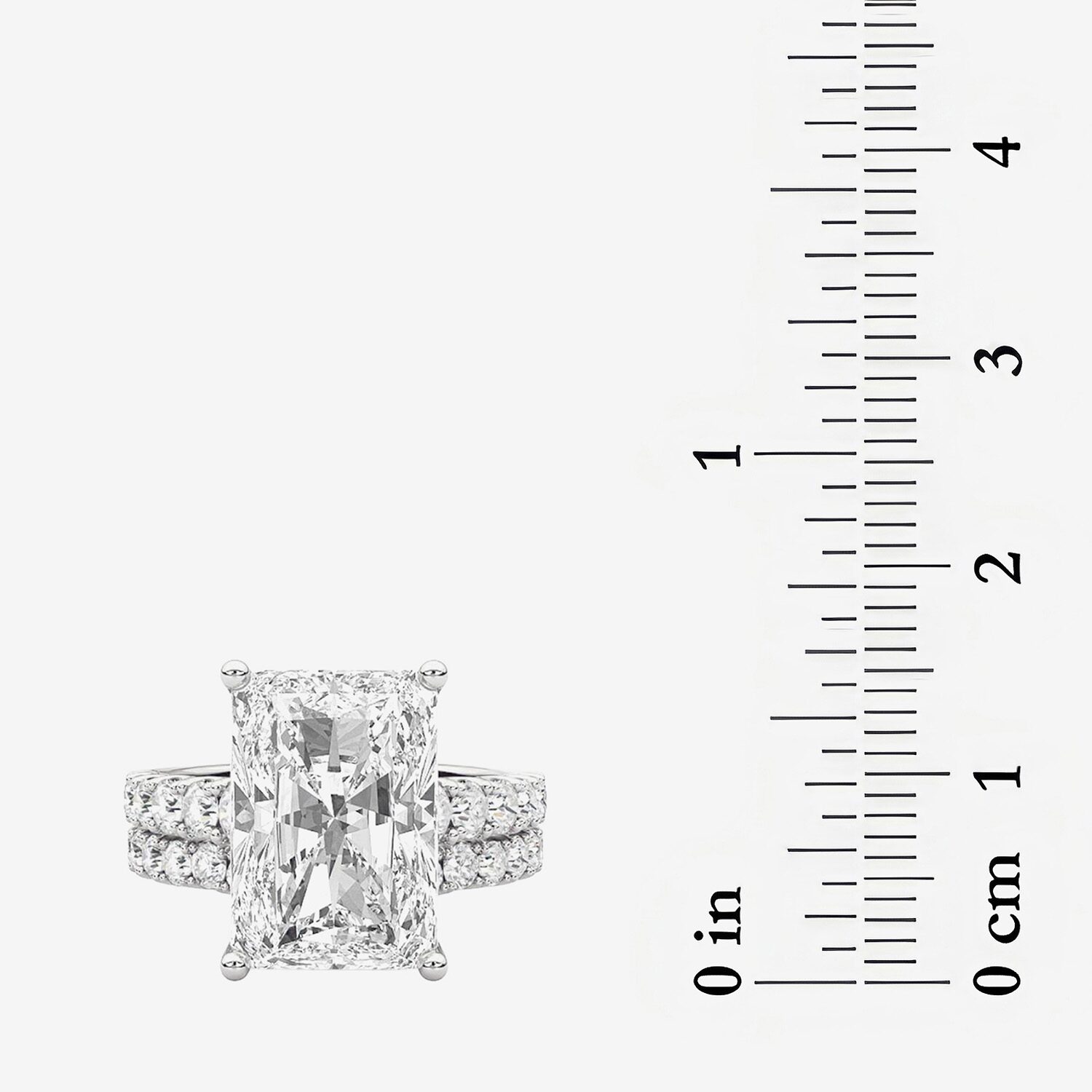 (F / Vs2) Womens 11 3/8 Ct. T.W. Lab Grown White Diamond 14K Gold Rectangular Side Stone Bridal Set