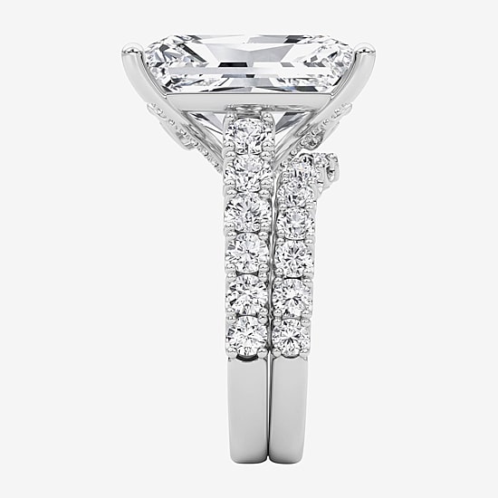 Grown Gorgeous (F / Vs2) Womens 11 3/8 Ct. T.W. Lab Grown White Diamond 14K Gold Rectangular Side Stone Bridal Set