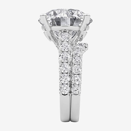 Grown Gorgeous (F / Vs2) Womens 12 3/8 Ct. T.W. Lab Grown White Diamond 14K Gold Round Side Stone Bridal Set