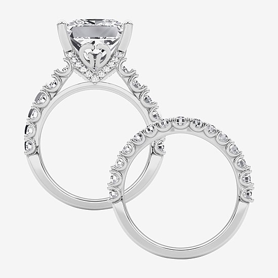 Grown Gorgeous (F / Vs2) Womens 10 1/3 Ct. T.W. Lab Grown White Diamond 14K Gold Rectangular Side Stone Bridal Set