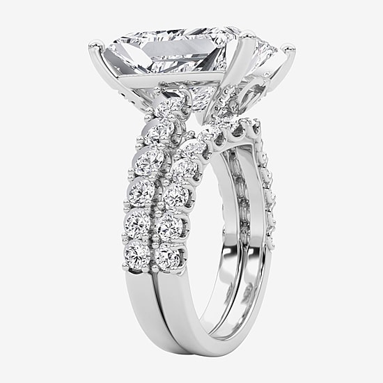 Grown Gorgeous (F / Vs2) Womens 10 1/3 Ct. T.W. Lab Grown White Diamond 14K Gold Rectangular Side Stone Bridal Set