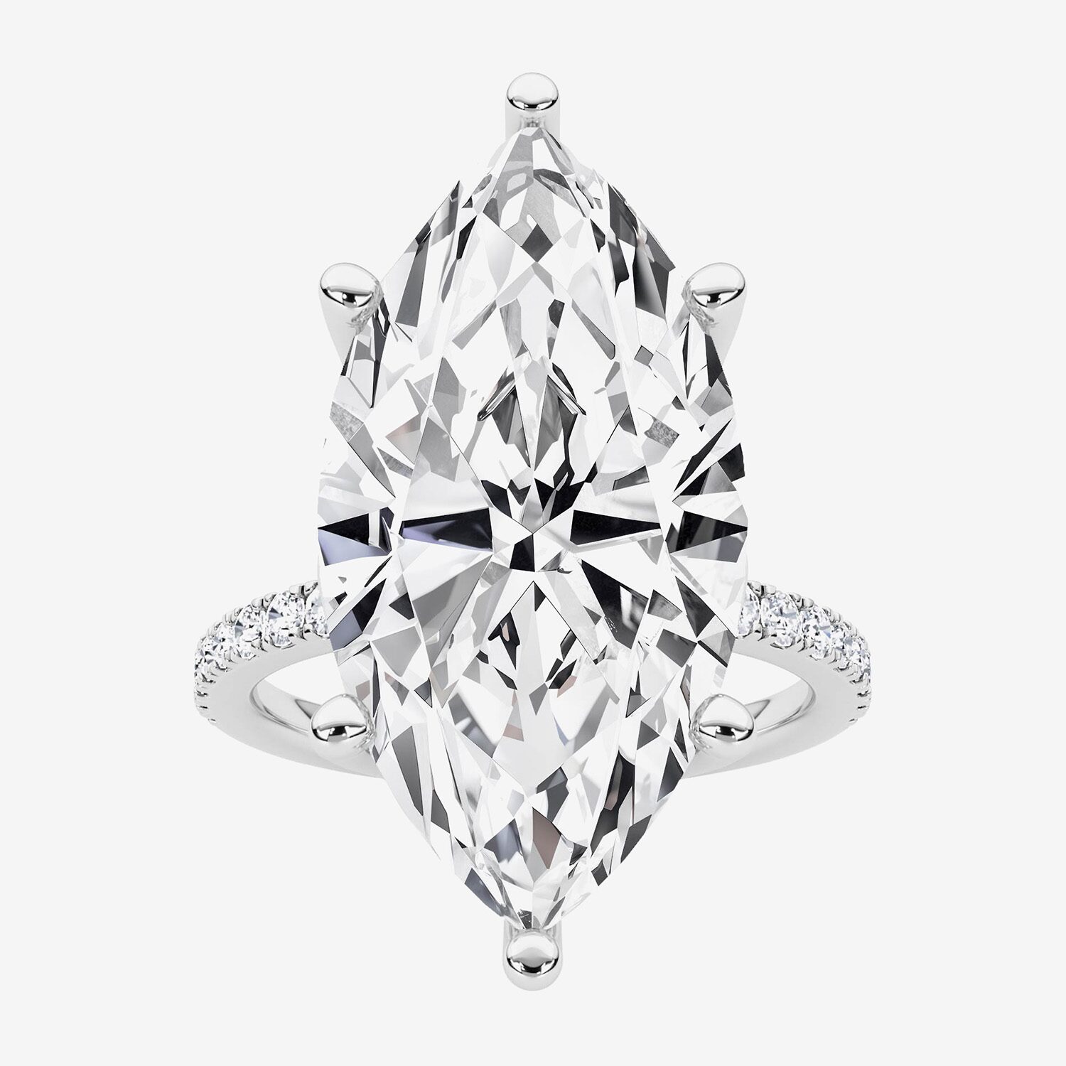 F / Vs2) Womens 1/6 Ct. T.W. Lab Grown White Diamond 14K Gold Marquise Side Stone Engagement Ring