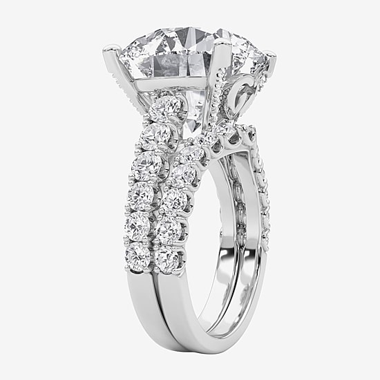 Grown Gorgeous (F / Vs2) Womens 12 3/8 Ct. T.W. Lab Grown White Diamond 14K Gold Round Side Stone Bridal Set