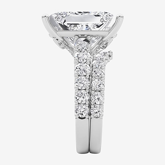 Grown Gorgeous (F / Vs2) Womens 10 1/3 Ct. T.W. Lab Grown White Diamond 14K Gold Rectangular Side Stone Bridal Set