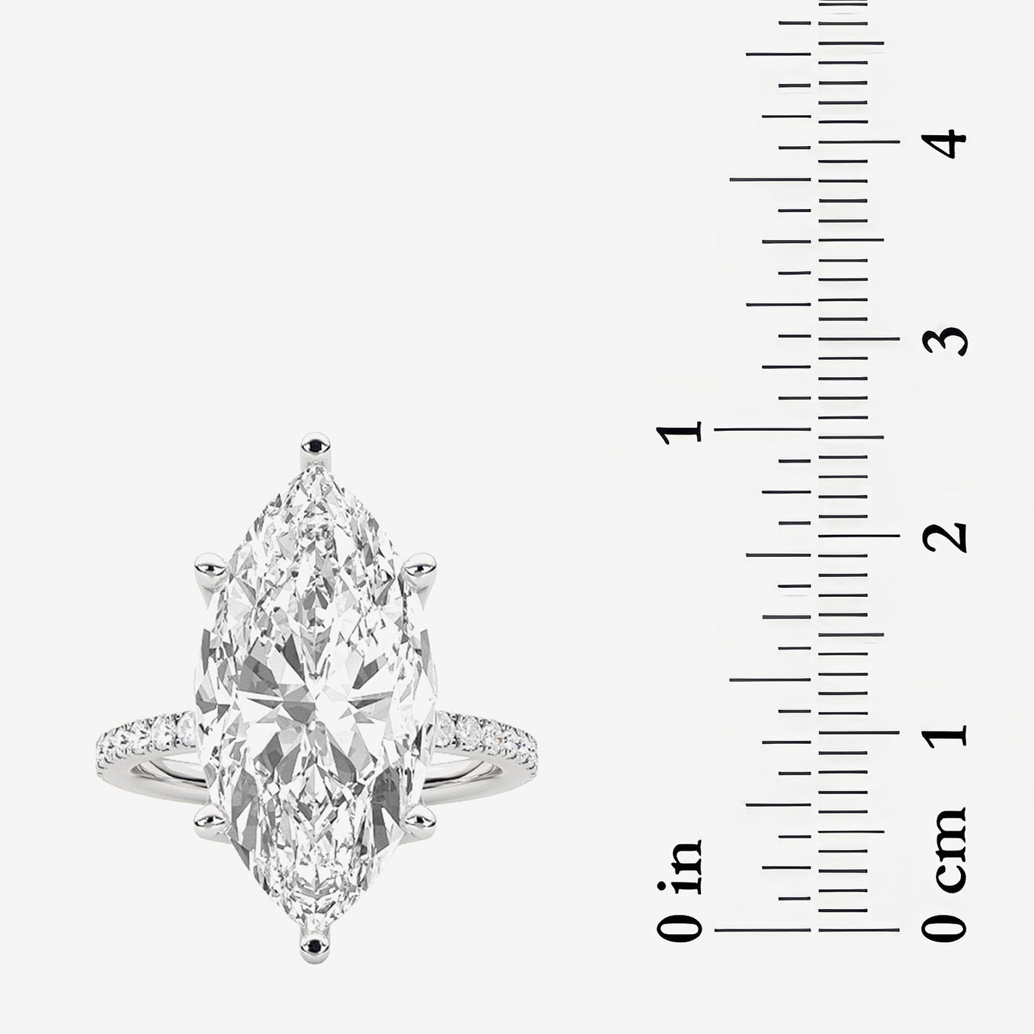 F / Vs2) Womens 1/6 Ct. T.W. Lab Grown White Diamond 14K Gold Marquise Side Stone Engagement Ring