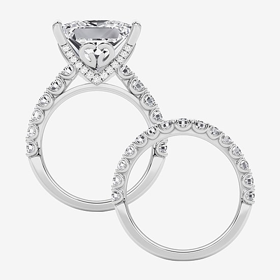 Grown Gorgeous (F / Vs2) Womens 11 3/8 Ct. T.W. Lab Grown White Diamond 14K Gold Side Stone Bridal Set