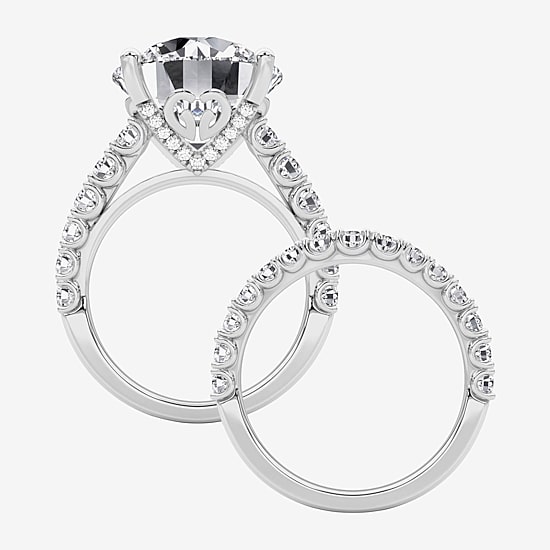 Grown Gorgeous (F / Vs2) Womens 10 1/3 Ct. T.W. Lab Grown White Diamond 14K Gold Round Side Stone Bridal Set