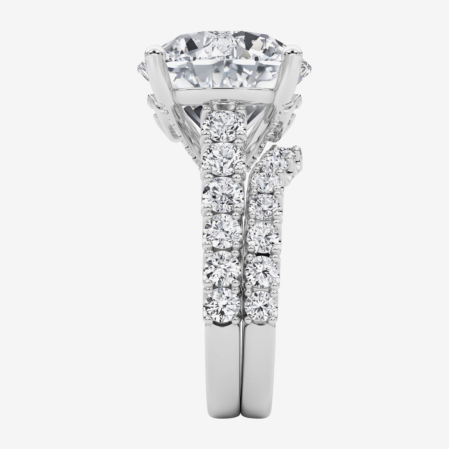 (F / Vs2) Womens 10 1/3 Ct. T.W. Lab Grown White Diamond 14K Gold Round Side Stone Bridal Set