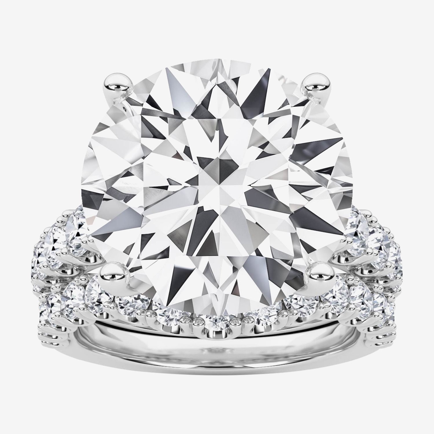 (F / Vs2) Womens 10 1/3 Ct. T.W. Lab Grown White Diamond 14K Gold Round Side Stone Bridal Set