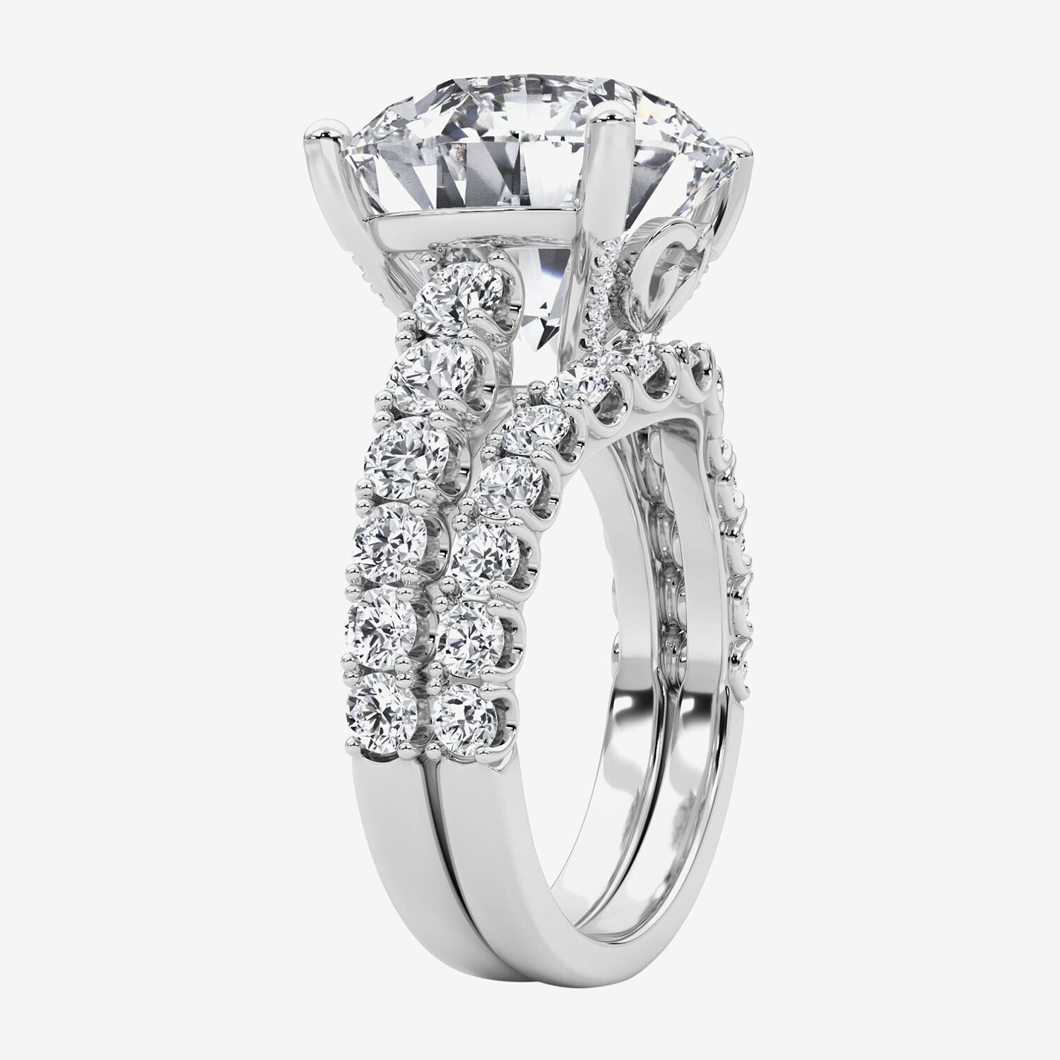 (F / Vs2) Womens 10 1/3 Ct. T.W. Lab Grown White Diamond 14K Gold Round Side Stone Bridal Set